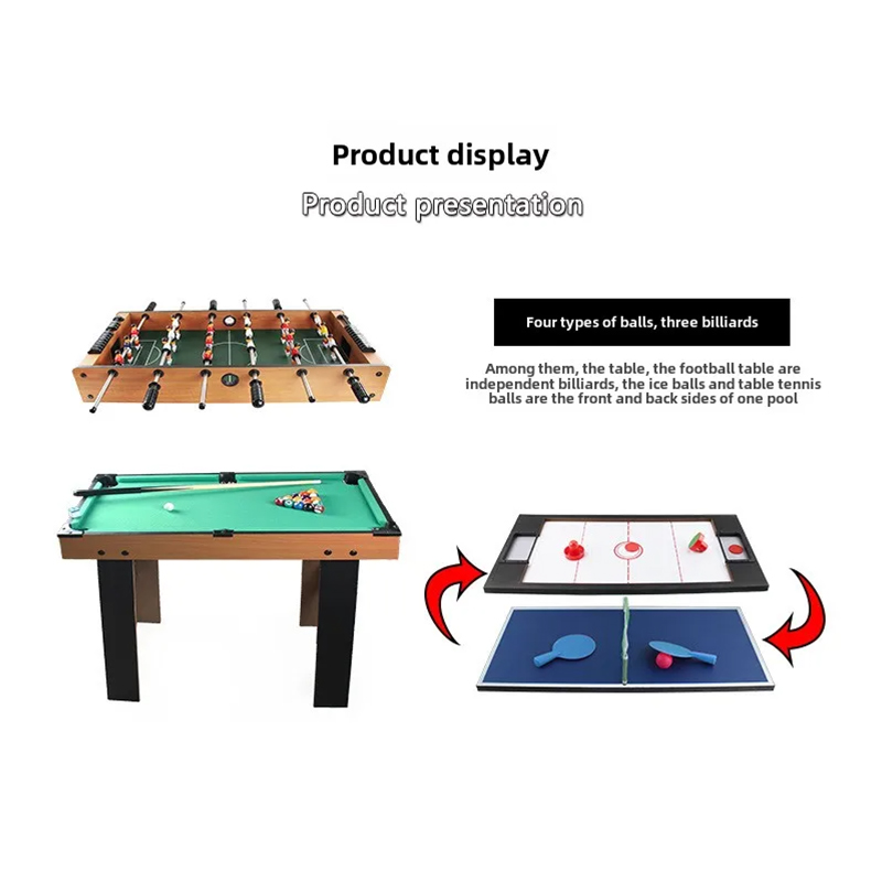 フーズボール、エアホッケー、卓球、ビリヤードを備えた 4-in-1 マルチゲームテーブル