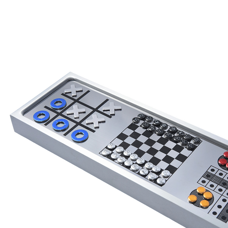 アルミニウム合金磁気 3-in-1 CHESS ゲーム セット