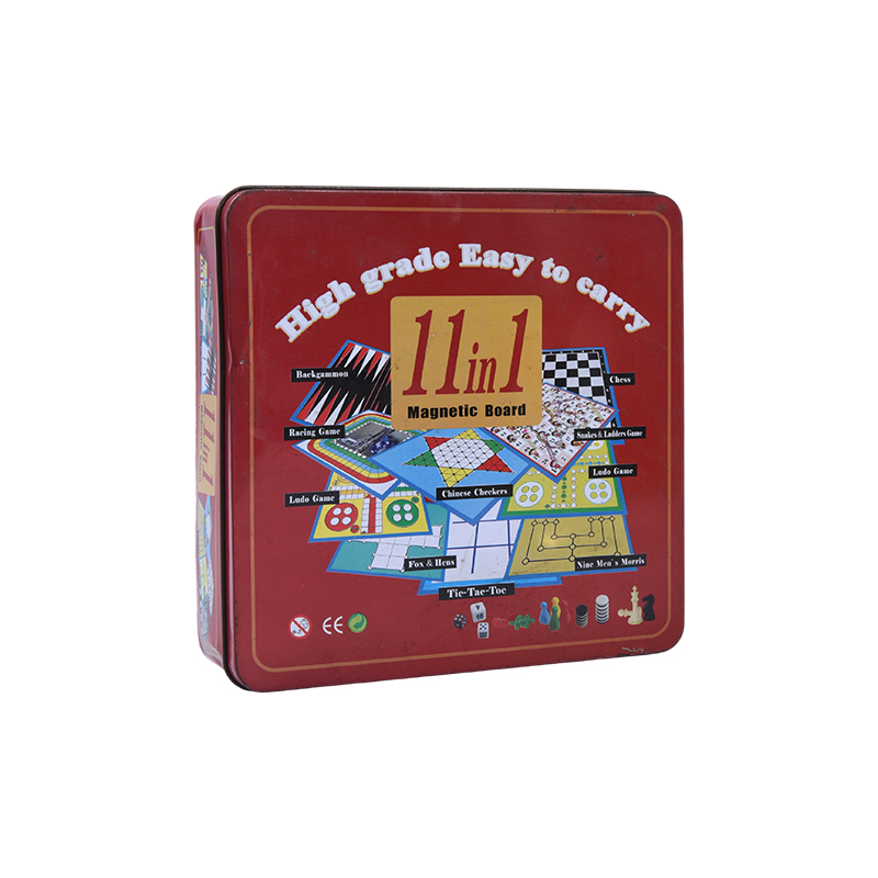 11-in-1 磁気ボードゲームセット (赤い金属缶入り)