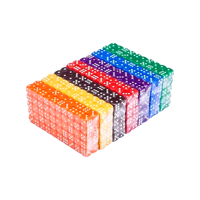 10 個の鮮やかな色のカラフルなサイコロの詰め合わせセット 100 個