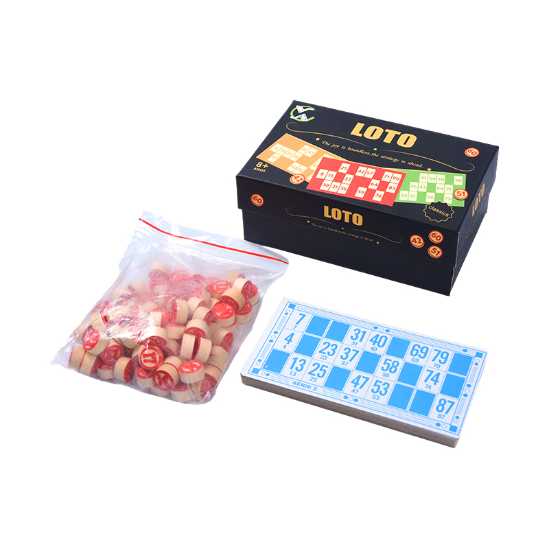 LOTO (ビンゴスタイル) ゲームセット - トークン、カード、収納ボックスが付属