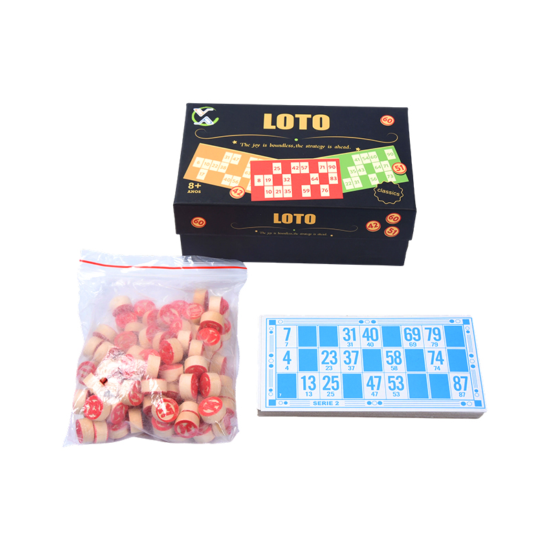 LOTO (ビンゴスタイル) ゲームセット - トークン、カード、収納ボックスが付属