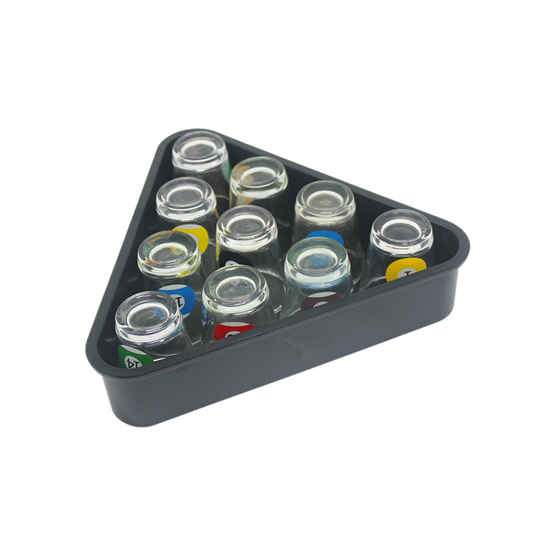 ビリヤード ボール番号を備えたグラス 10 個、プールをテーマにしたショット グラス セット、三角形ラック付き